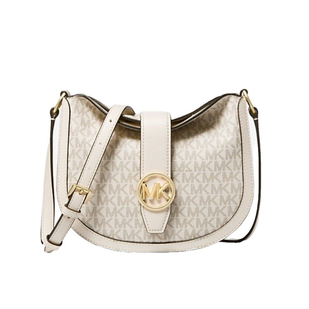 Michael Kors Women’s Crossbody Bag Small Beige Gabby Logo Print Hobo MK & Wallet - Picture 3 of 16
